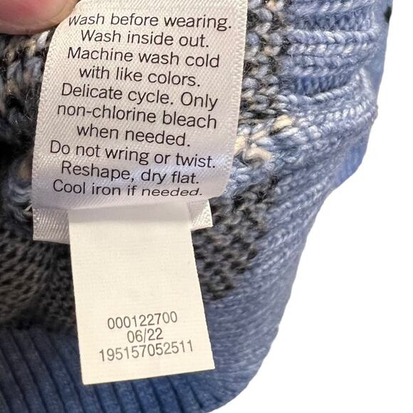 Nine West Petite Size PS Leopard Crop Pullover Sweater Blue Knit Cozy NWOT - Picture 11 of 12